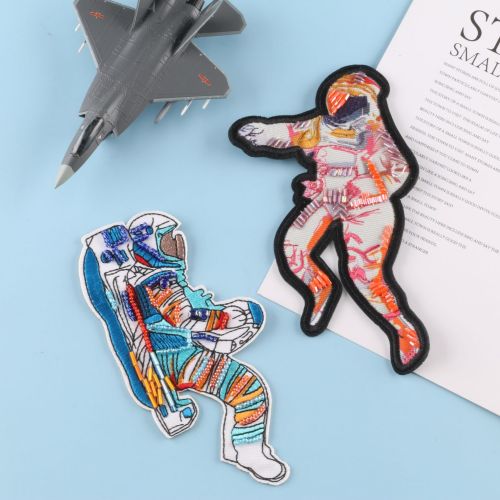 Computer Emboridery Label Printed Badge Astronaut Hand-Stitched Beads Cloth Label Clothing Accessories Embroidery Cross-Border Supply Cloth Stickers 