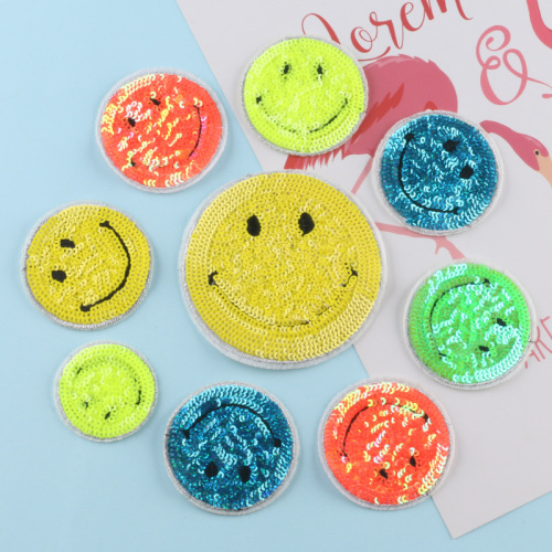 Duo Ku Sequin Embroider Colorful Smiley Face Sequins Clothing Accessories Shoes and Hats Bag Ornament Accessories Embroidered Cloth Stickers