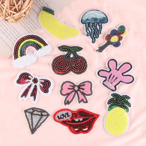 duo cool computer embroidery label beaded embroidery cloth stickers clothing accessories shoes and hats bags mobile phone shell accessories adhesive patch