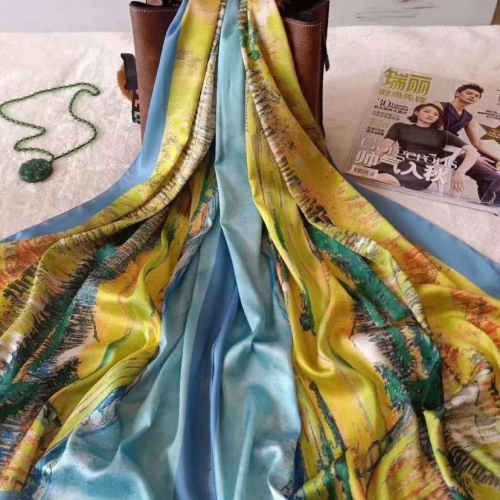 satin oil painting series scarf sunscreen scarf travel shawl gift scarf scarf shawl temperament low profile