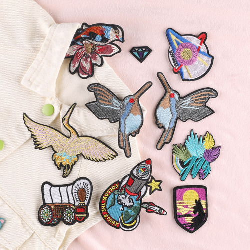 duo ku computer emboridery label rocket bird train cloth label clothing accessories shoes and bags accessories diy patch embroidery cloth stickers