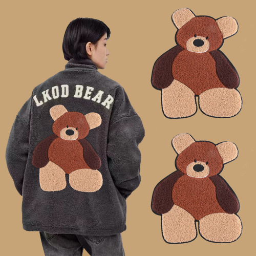 Duoku Cute Big Bear Towel Embroidery Computer Emboridery Label Clothes Patch Clothing Accessories Chenille Cloth Sticker