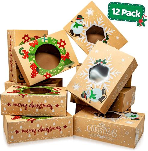 Christmas Gift Box Baking Candy Biscuit Box Kraft Paper Box Creative Window Christmas Gift Box