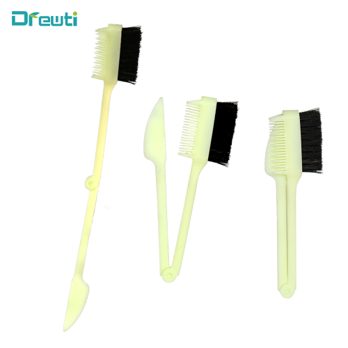 In Stock Direct Selling Folding Multi-Color Toothbrush Eyebrow Brush Edge Control Dual-Purpose Hair Dyeing Hair Treatment Brush