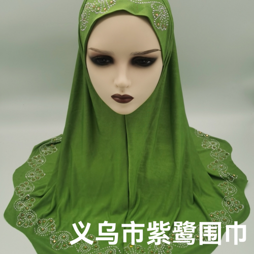 Foreign Trade Hot Sale Arab African Muslim Lady Laser Cut Edge Diamond Ice Silk Fabric Tam-O‘-Shanter Head-Covering Hat