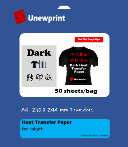 dark color transfer paper a4 sublimation transfer paper t-shirt transfer paper 50 sheets per pack heat transfer paper