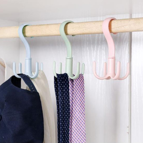 Creative Rotating Four-Claw Hook Multifunctional wardrobe Bag Hook Plastic Tie Hook 4-Claw Storage Rack