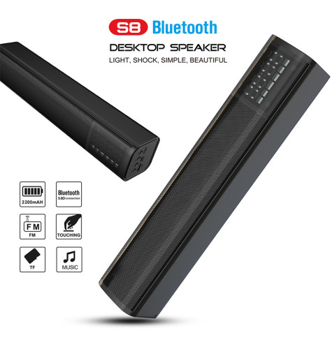 s8 wireless bluetooth speaker long desktop card mobile phone multimedia subwoofer alarm clock audio cross-border