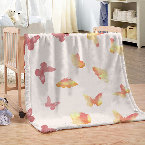 Amazon Cross-Border Digital Printing Butterfly Blanket Office Nap Flannel Sofa Cover Thick Warm
