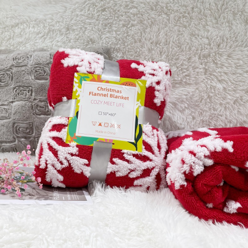 Autumn and Winter Blanket Double-Layer Thickened Cotton Velvet Bed Sheet Christmas Berber Fleece Blanket Tatami Mattress Cover Blanket Snowflake Style