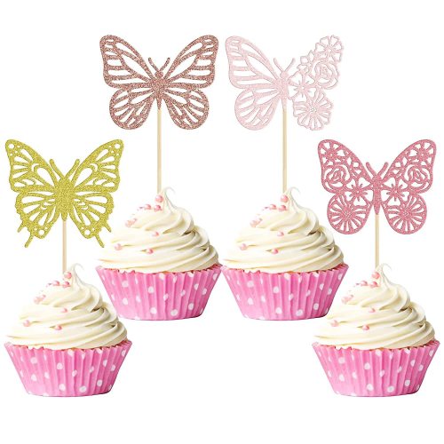 3D Butterfly Factory Wholesale Cup Cake Decorative Butterfly Inserts Paper Cup Plug-in Cake Decoration Supplies