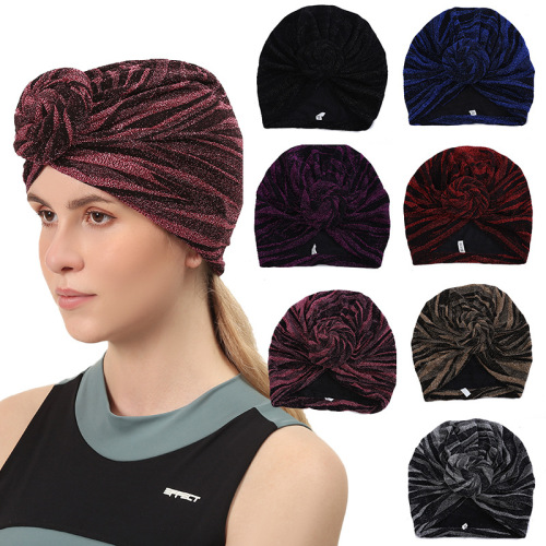 trendy dark headscarf cap street sports knitted headscarf pleated knotted men‘s and women‘s brimless headscarf hat spot wholesale
