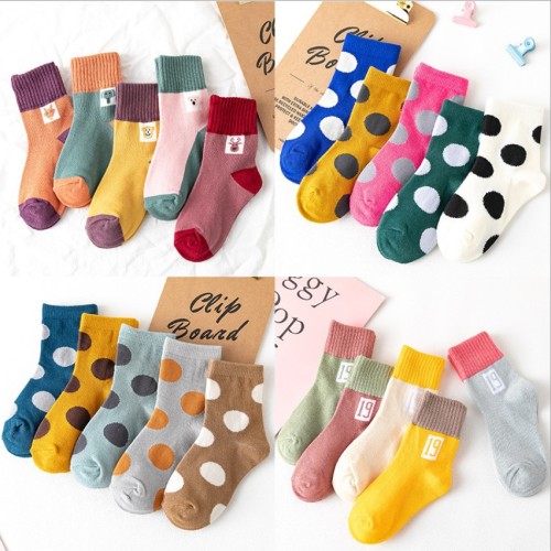 new spring， autumn and winter children‘s socks simple and fresh 19 digital dot men‘s and women‘s baby socks cartoon cotton socks wholesale