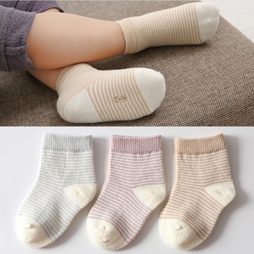 socks autumn and winter children‘s socks newborn boneless combed cotton lycra elastic nylon bag casual pinstripe