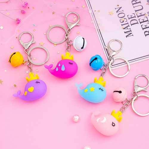2546 cute whale bell keychain creative car key pendant cartoon keychain small gift