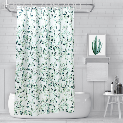 [Muqing] New Digital Printing Polyester Shower Curtain Thickened Waterproof Shower Curtain Bathroom Partition Curtain Shower Punch-Free