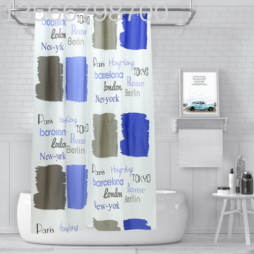 3D Shower Curtain Eva Waterproof and Mildew-Proof High-End Thickening Toilet Shower Curtain Partition Curtain Cross-Border Supply Amazon