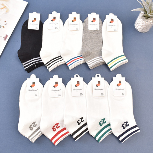 women‘s new japanese digital striped boat socks ins trendy short fresh socks