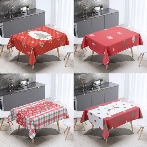 2022 Tablecloth Christmas Decorative Cloth Cotton Linen Waterproof Printed Tablecloth Restaurant Fabric Craft Holiday Gift