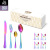 Stainless Steel Tableware Set Color Box 1624Piece TitaniumPlated Paint Steak Knife Fork and Spoon Christmas Gift Box