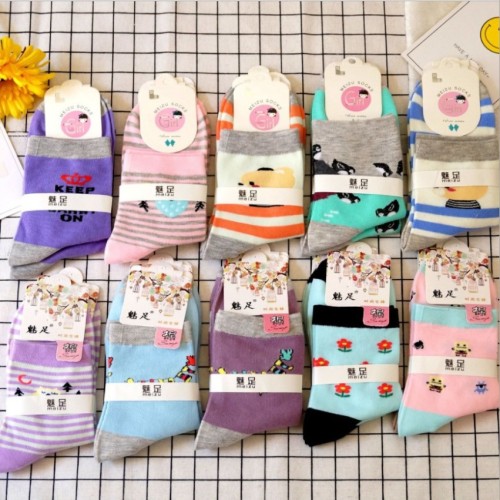 New Autumn and Winter Socks Women‘s Colorful Tube Socks Women‘s Socks Cute Cartoon Stall Socks