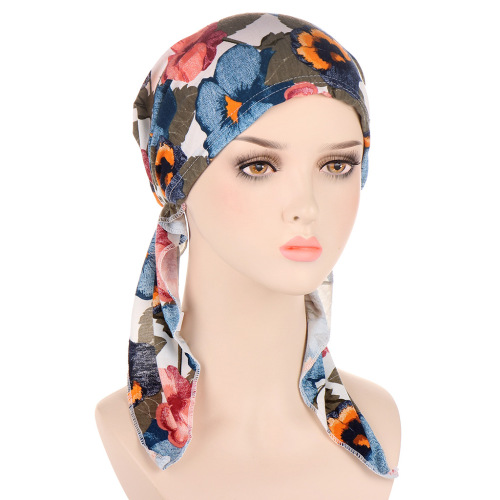 AliExpress New Floral Print Elastic Cap Toque Muslim Cotton Arc Tam-O‘-Shanter