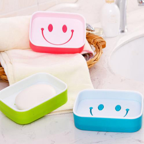 creative smiley face soap box toilet draining soap holder household draining cartoon double-layer soap box