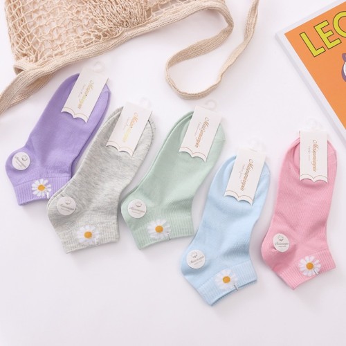 Spring summer Daisy Tide Socks Women‘s Comfortable Boat Socks Korean Style Daisy Short Socks