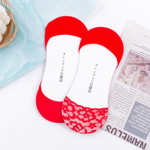 big red wedding socks women‘s silicone thin lace super low-cut cotton high heel shoes invisible socks festive