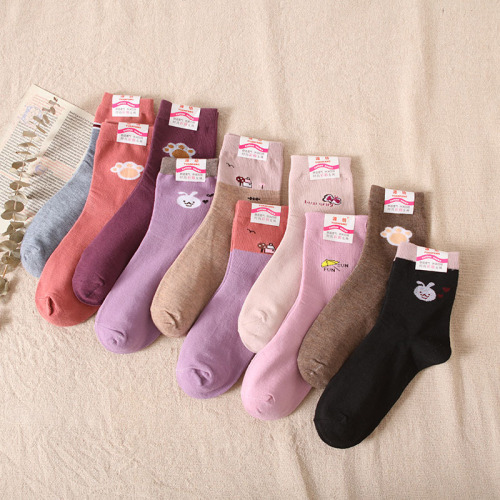 season new women‘s socks casual cartoon color mid-calf women‘s cotton socks northeast socks children stall