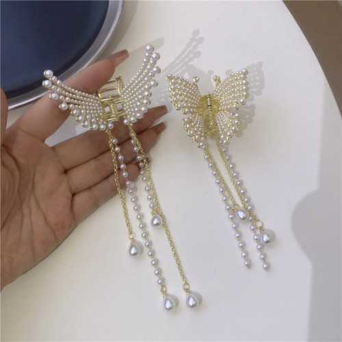 Tassel Bow Floating Grip Diamond Angel Wings Back Head Hair Grip Female summer 2022 New Online Celebrity Headwear