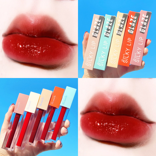 new air lip glaze matte matte surface light and moisturizing not easy to touch cup water light mirror glass lip dyeing