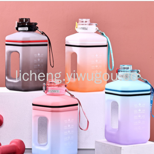 Spray Rainbow Square Ton Bucket Sports Kettle Large Capacity Fashion Adult student Rope Portable Men‘s and Women‘s Cup