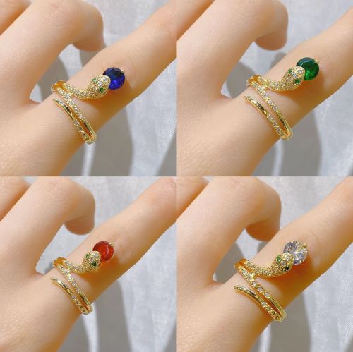 european and american personalized cross-border niche design bohemian snake ring color opening adjustable animal ring
