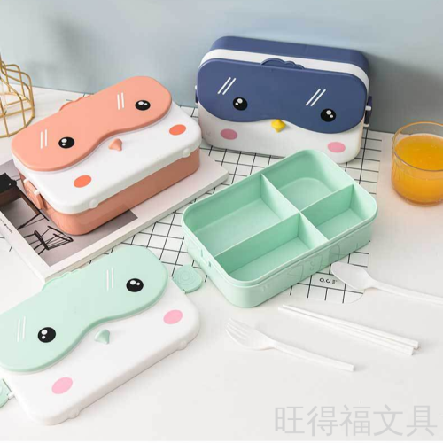 New Stainless Steel Lunch Box Cartoon Cute Microwave Lunch Box Compartment Insulation Portable Plastic Lunch Box Factory Wholesale