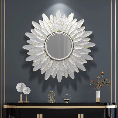 Clock, wall metal decoration, iron wall hanging, decorative painting, tea table, flower stand mirror