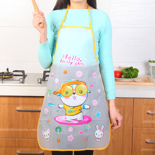 Simple sleeveless Apron Household Kitchen Erasable Hand Cartoon Cute Cooking Oil-Proof Cover Waterproof Half Apron 
