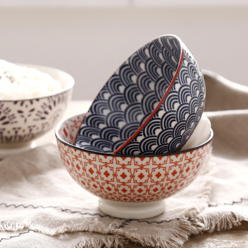 Nordic Creative Modern Minimalist Underglaze Ceramic Tableware Household 4.5-Inch High-Legged Bowl Millet Rice Bowl