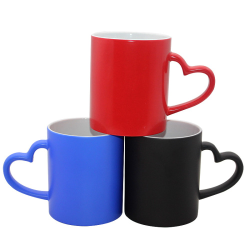 thermal transfer mug heart handle color changing cup love handle color changing cup diy custom ceramic color changing cup wholesale
