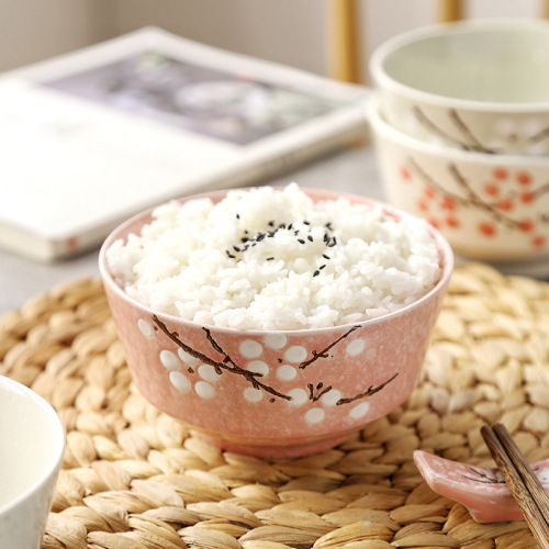5-inch japanese plum blossom hand-painted ceramic tableware underglaze creative plum blossom restaurant household soup bowl rice bowl wholesale
