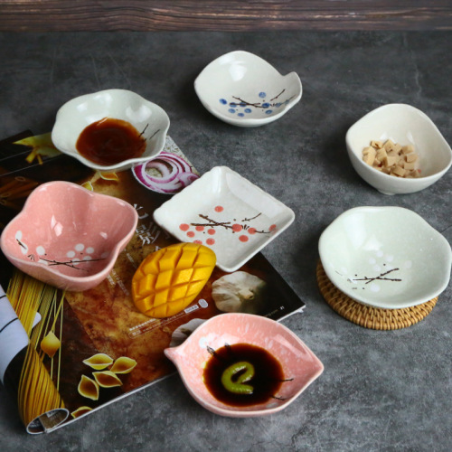 creative japanese retro japanese style hand-painted underglaze ceramic home restaurant tableware small flavor dish dipping sauce dish seasoning dish