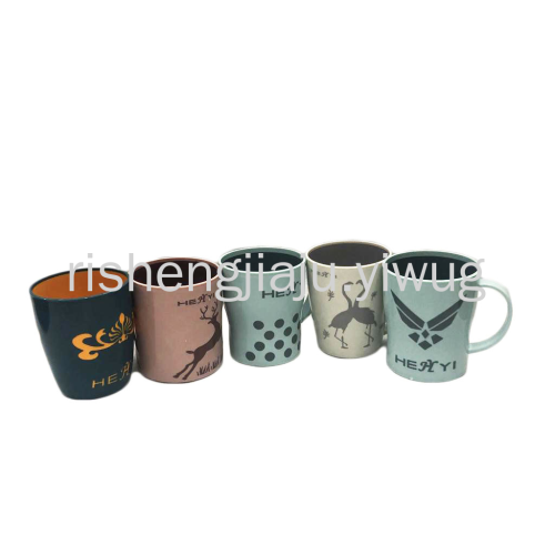 two-color cup with handle deer flamingo chrysanthemum wholesale polka dot drinking water mouthwash cup supply rs-201471