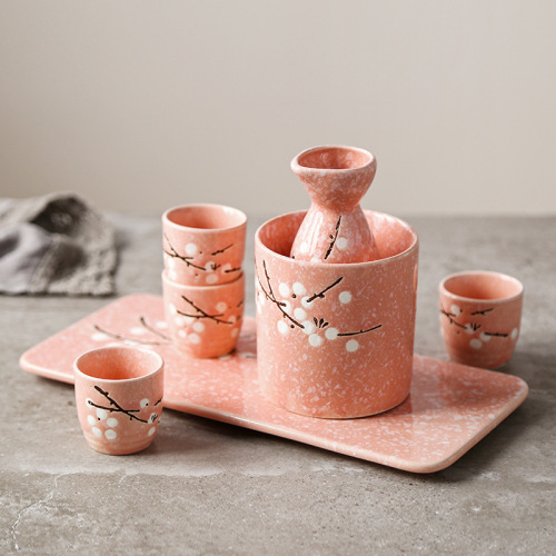 japanese hand-painted underglaze porcelain household restaurant creative beaker pot wine warmer liquor bottle set combination