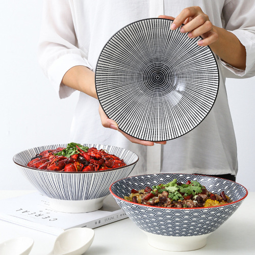 8-inch nordic modern minimalist style underglaze porcelain restaurant bucket bowl mixed with noodle bowl medium ramen soup bowl