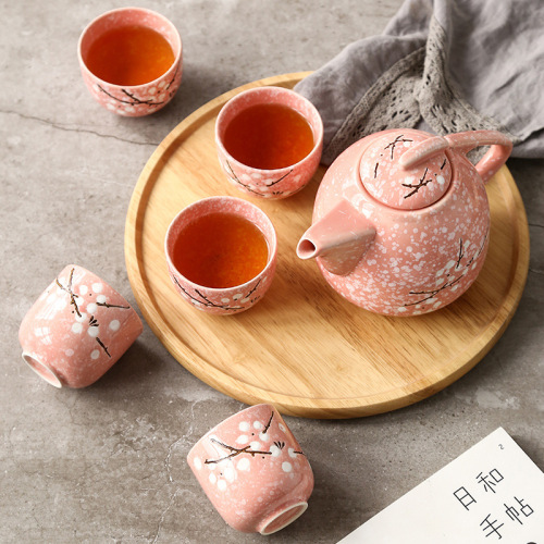 creative japanese hand painted underglaze ceramic tea kettle tea cup flower teapot kung fu tea bag tea set