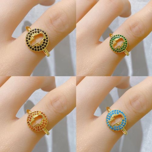 Fashion European and American Style Cross-Border Colorful Zircon Cute Palm Hollow Ring Opening Adjustable Ring Female Versatile Personality