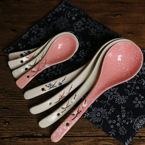 Creative Japanese Hand-Painted Underglaze Snowflake Ceramic Tableware Household Restaurant Hotel Spoon Size Spoon Spoon Spoon