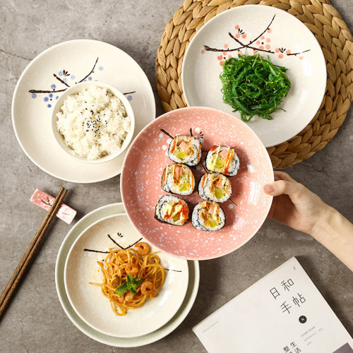  Inch Japanese Style japanese Style Hand-Painted Underglaze Ceramic Tableware Home Restaurant Hotel Small Rice Plate Bone Dish Dish Dish 