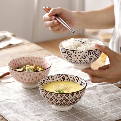 nordic style simple underglaze porcelain tableware creative 4.5-inch household goblet porridge soup bowl millet rice bowl