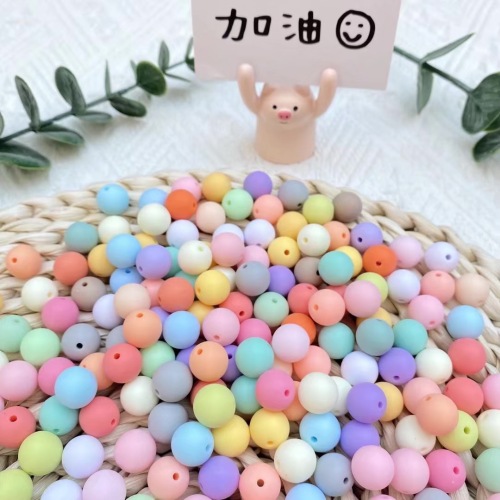 factory direct sales 10m acrylic glossy frosted round beads solid color diy handmade beaded jewelry bag woven loose beads